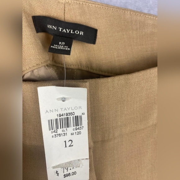 Ann Taylor Devin  camel trousers Slim Flare Women's office pants Size 12 - Picture 3 of 10